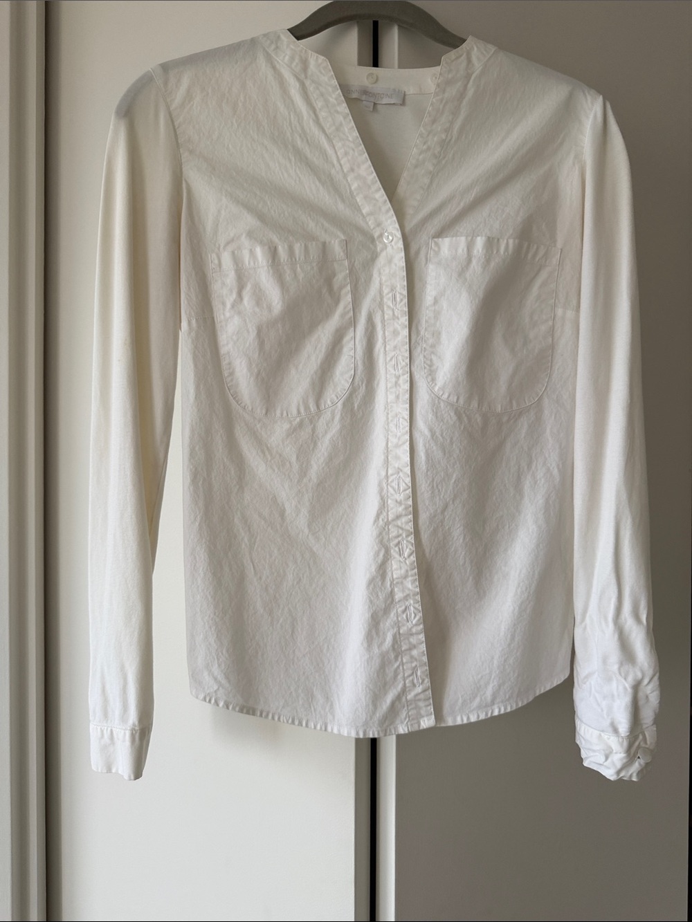 Anne Fontaine White Button-Front Long Sleeve Blouse